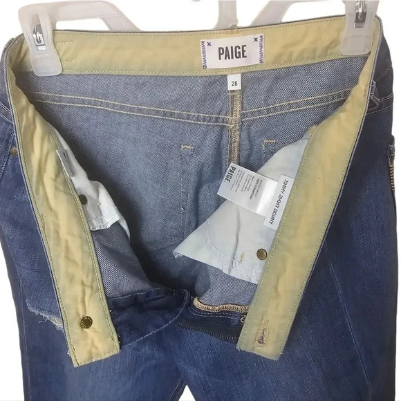 PAIGE Jimmy Jimmy Skinny Dark Destructed Jeans Size 28 - Picture 5 of 10